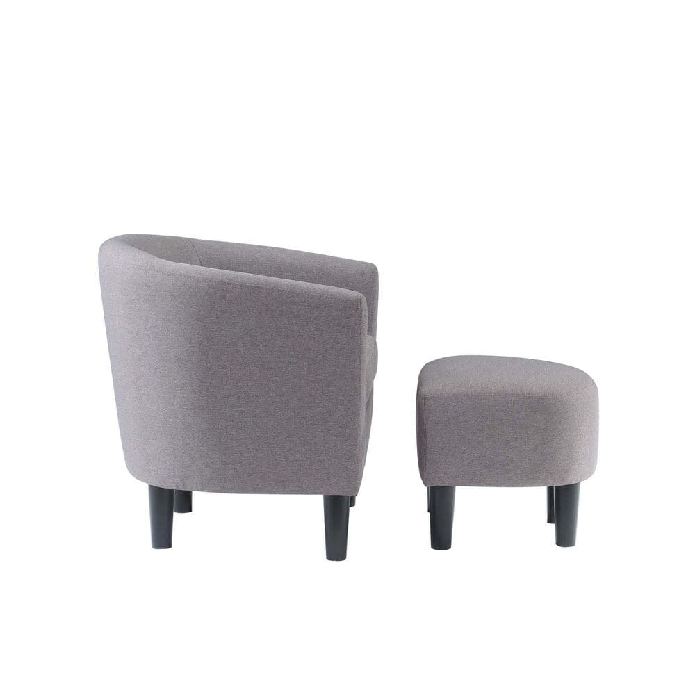 Convenience Concepts Take a Seat Churchill Accent Chair with Ottoman, Cement Gray Fabric
