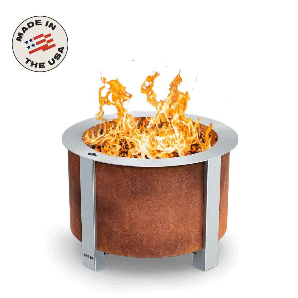 Breeo Smokeless FIrePit (X Series 19, Corten Steel) - 22.1" Smokeless Fire Pit for Outside - 47 lbs - Ideal for Families - Compatible with Wide Range of Breeo Accessories - Gifts for Dad