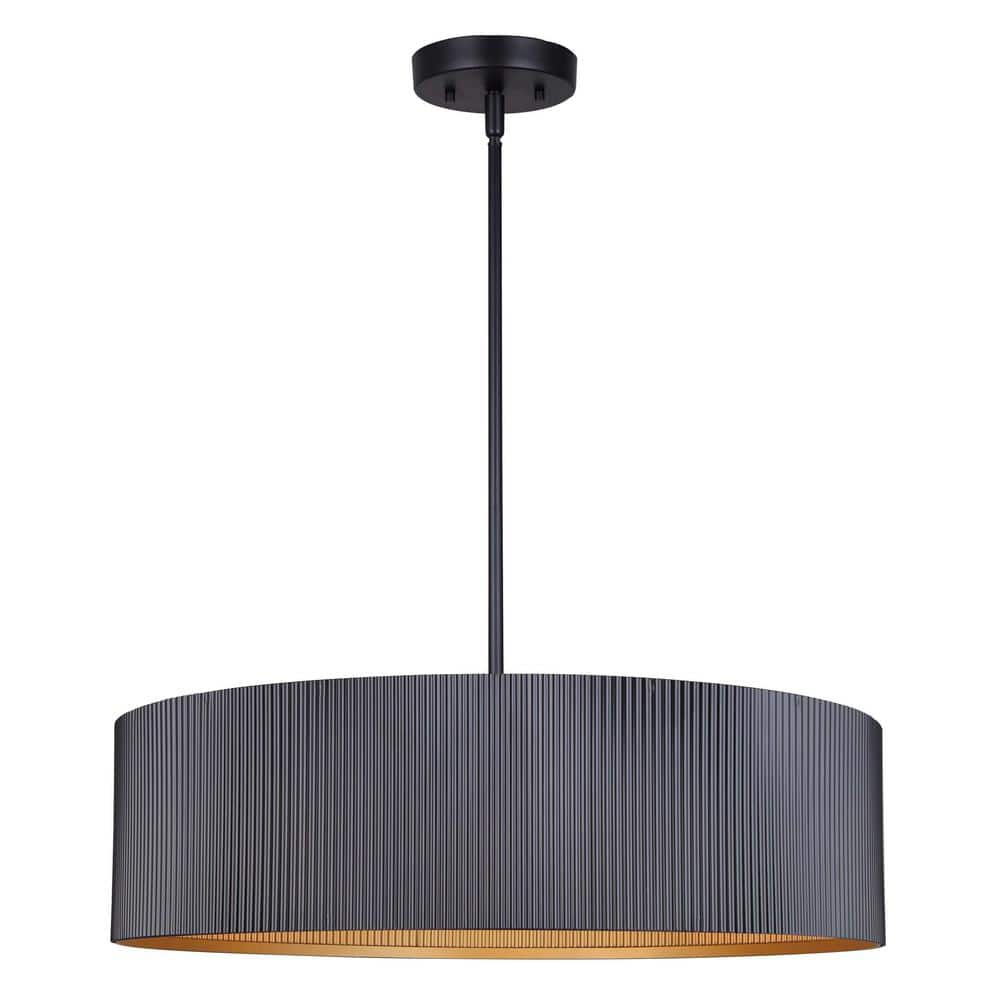 Canarm Rexton 3-Light Rod Chandelier, Matte Black Contemporary Ceiling Fixture for Dining Room, Kitchen, or Living Room