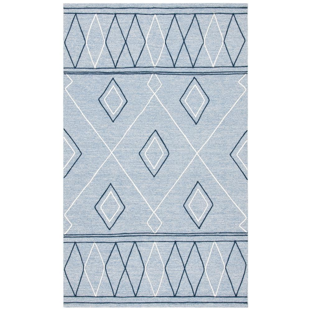 SAFAVIEH Striped Kilim Bronagh Geometric Area Rug, Light Blue/Ivory, 9' x 12'