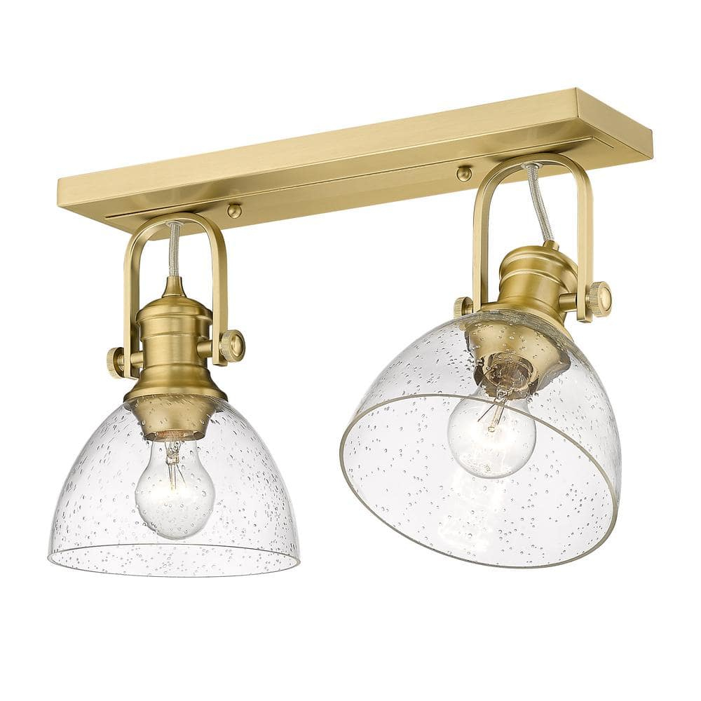 Golden Lighting Hines 2-Light Semi-flush in Brushed Champagne Bronze with Seeded Glass