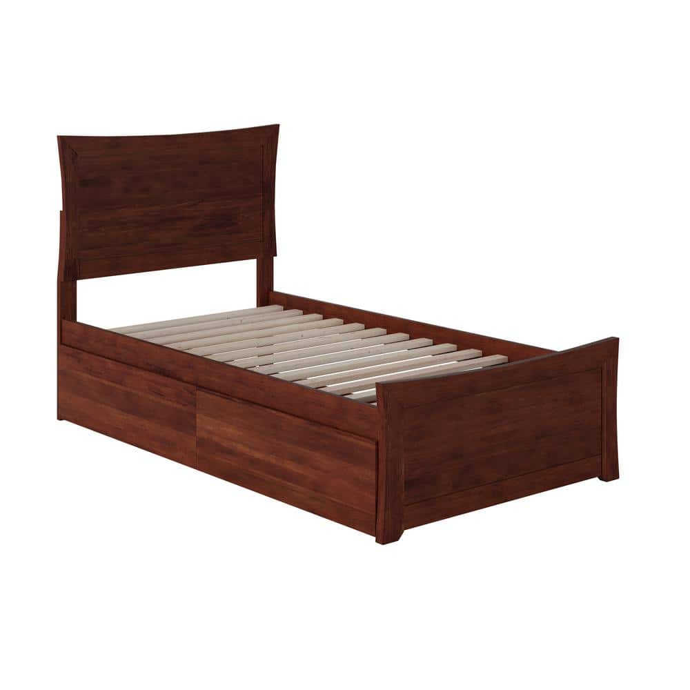 AR9012114 Metro Platform Bed with 2 Urban Bed Drawers, Twin XL, Walnut