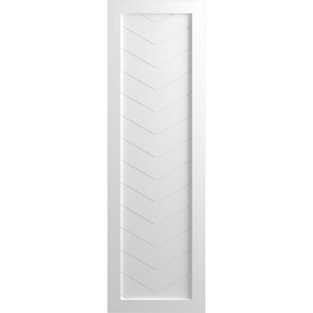 Ekena Millwork 12"W x 48"H True Fit PVC Single Panel Chevron Modern Style Fixed Mount Shutters, Unfinished (Per Pair - Hardware Not Included)