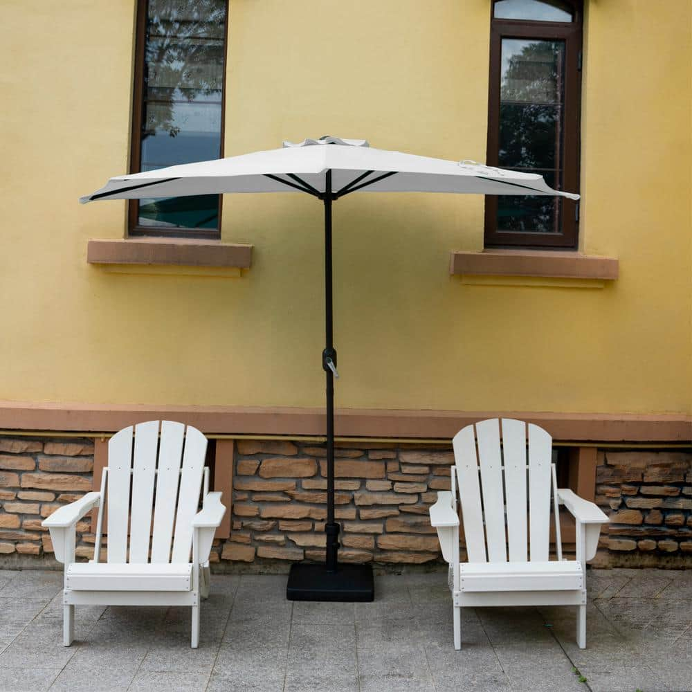 Westin Outdoor 9 Ft Half Market Umbrella for Backyard Patio Apartment Balcony Window UV Weather Resistant, White