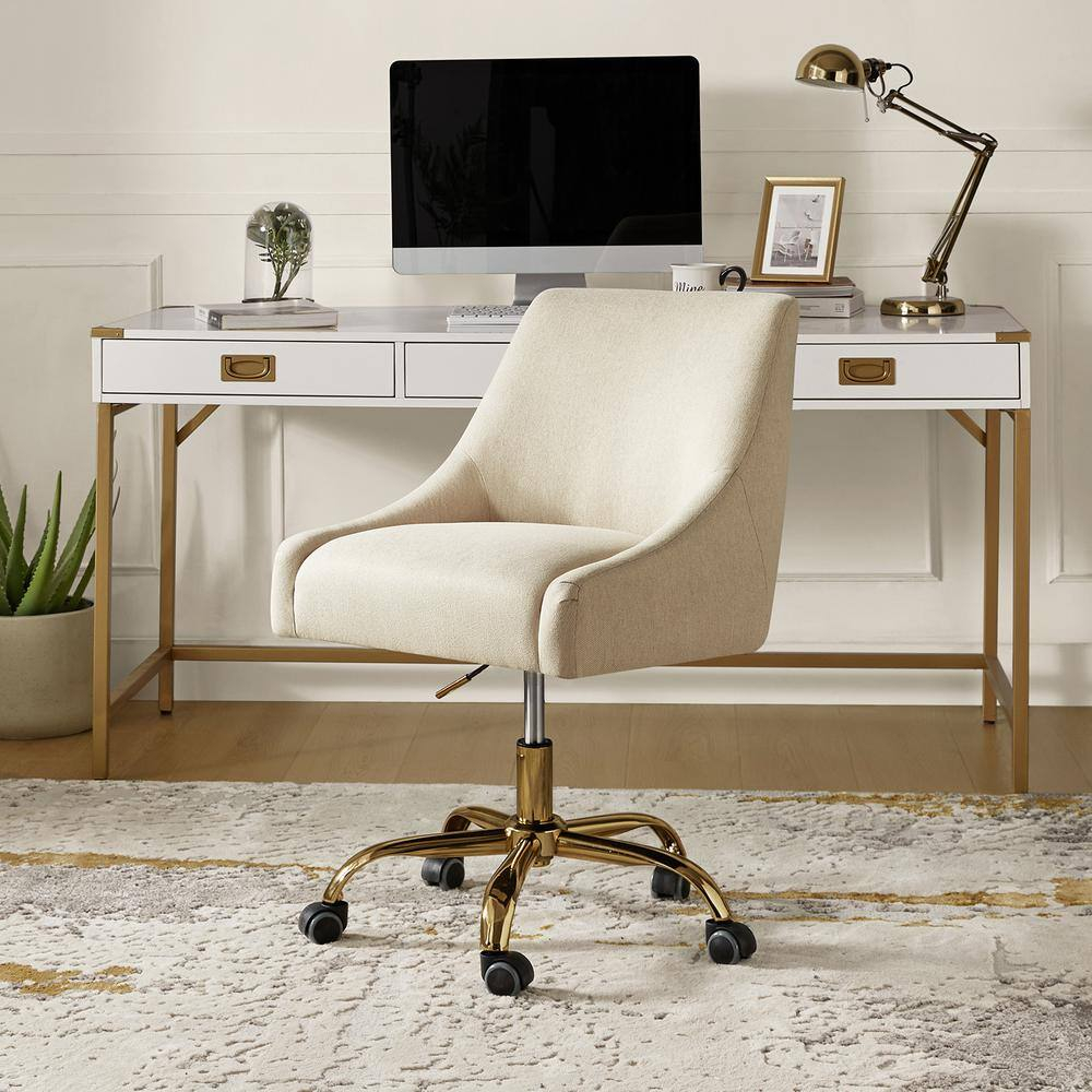 HULALA HOME Carina Modern Upholstery Task Chair with Golden Base by  Tan