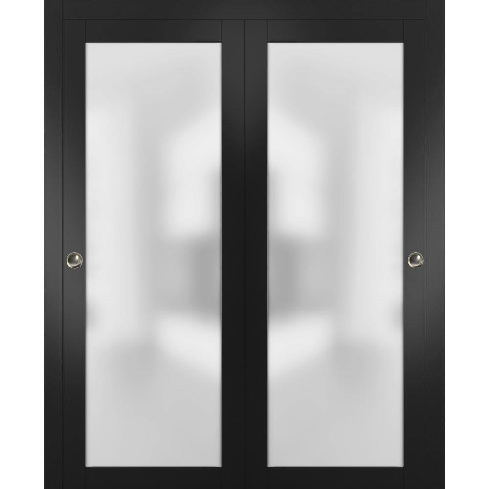 Sliding Closet Frosted Glass Bypass Doors 64 x 84 inches with Hardware
