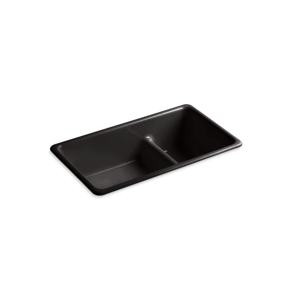 Iron Tones 33" L x 18.75" W Large/Medium Double-Bowl Kitchen Sink