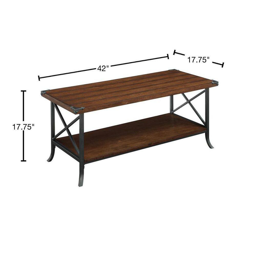 Convenience Concepts Brookline Coffee Table with Shelf, Dark Walnut/Slate Gray