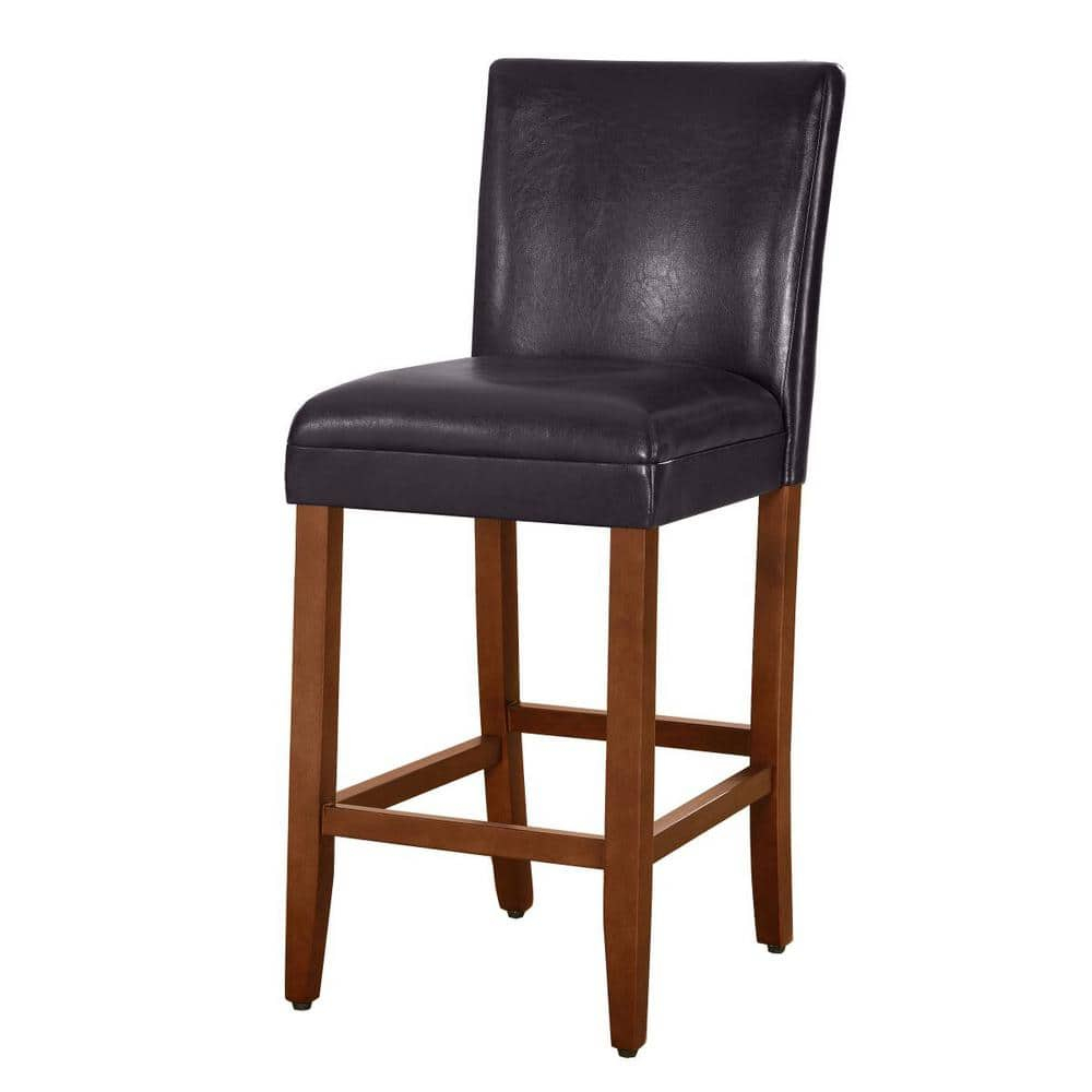 HomePop Home Decor | Classic Counter Height Bar Stools | 29 Inch Bar Stools | Decorative Home Furniture (Brown Faux Leather) Single Pack