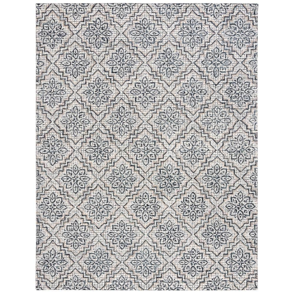 SAFAVIEH Abstract Drew Abstract Wool Area Rug, Ivory/Navy, 8' x 10'