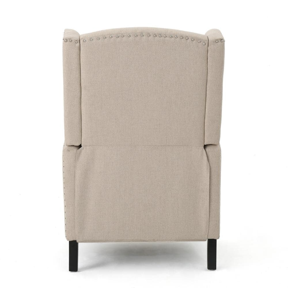 Noble House Wescott Fabric Wing Back Recliner, Set of 2, Beige