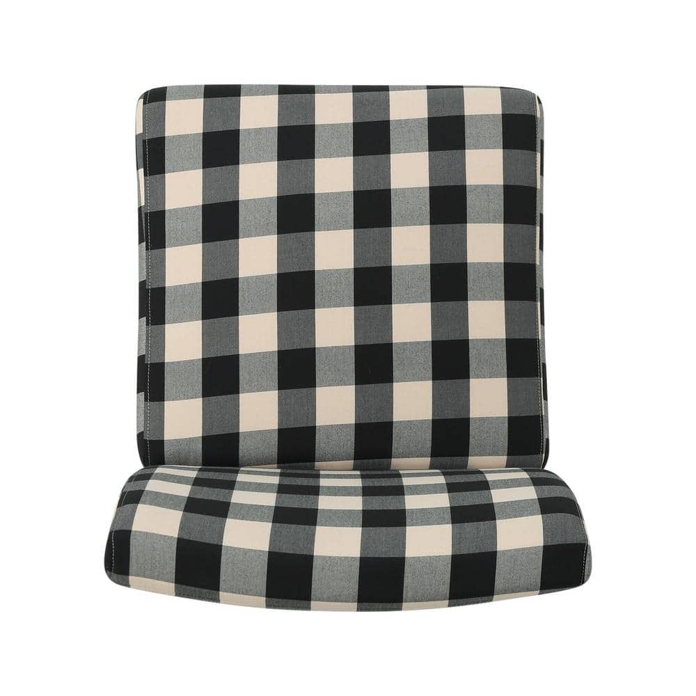 Kassi Traditional Black Checkerboard Fabric Accent Chair
