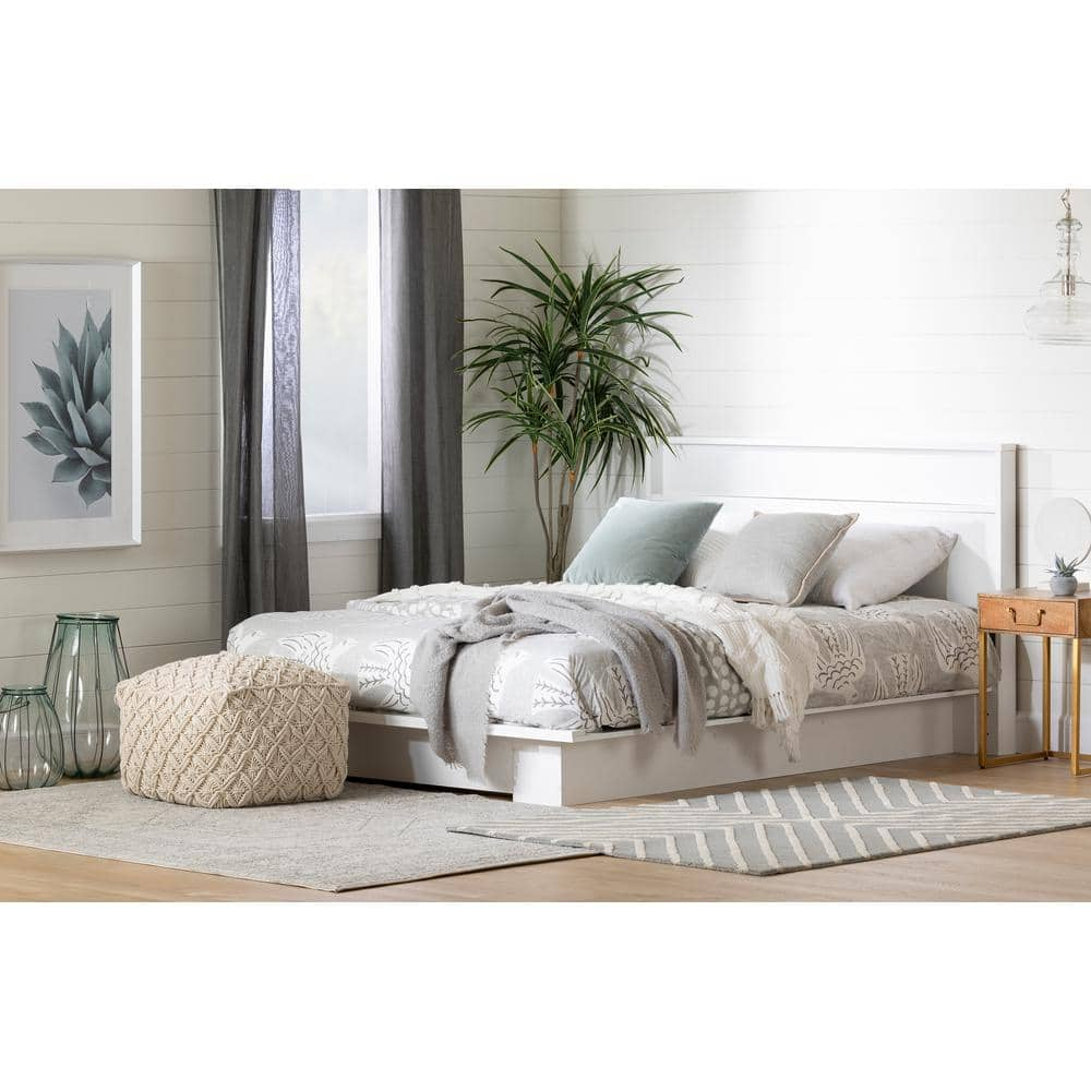 South Shore Full/Queen Holland Platform Bed with Drawer, Pure White