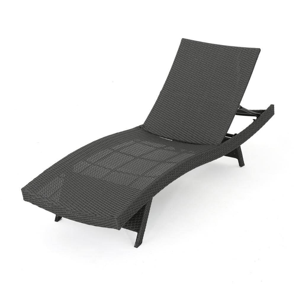 Noble House Salem Outdoor Gray Wicker Chaise Lounge Chair