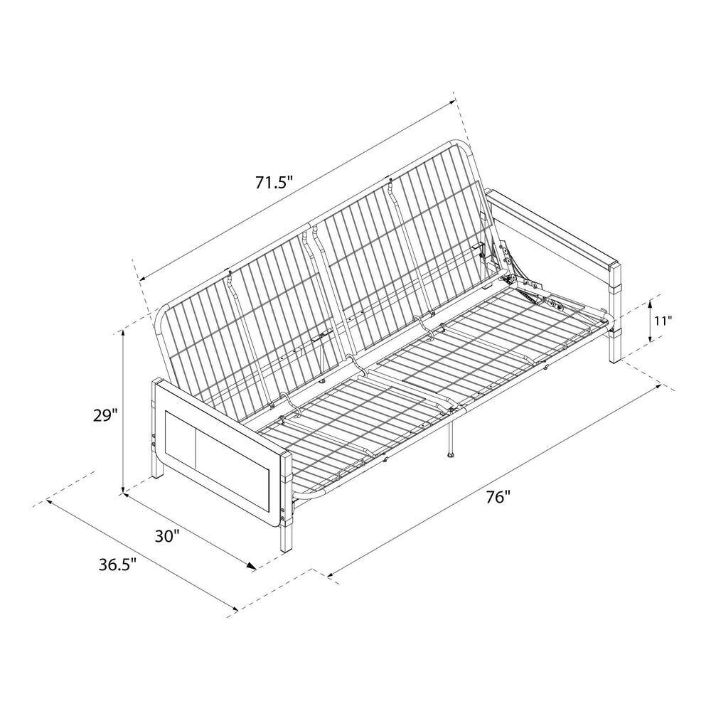 DHP Fairview Metal Storage Futon Frame with 6" Full Size Futon Mattress, Gray