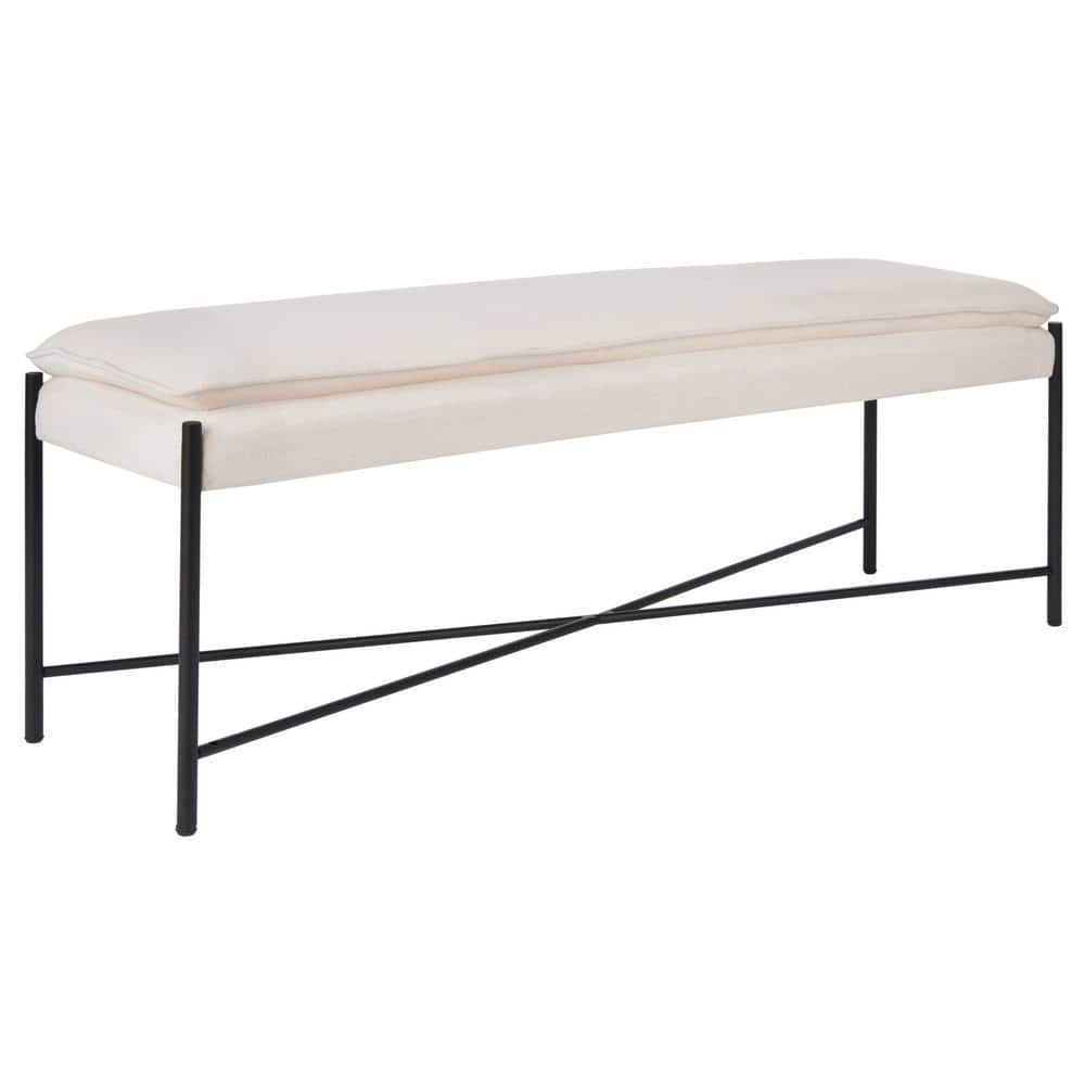 SAFAVIEH Kara Cushioned X Bench Light Beige / Black
