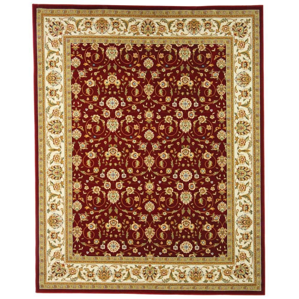 Safavieh Lyndhurst Adelyne 9 x 12 (ft) Loomed Polypropylene Red/Ivory Rectangular Indoor Floral/Botanical Oriental Area rug