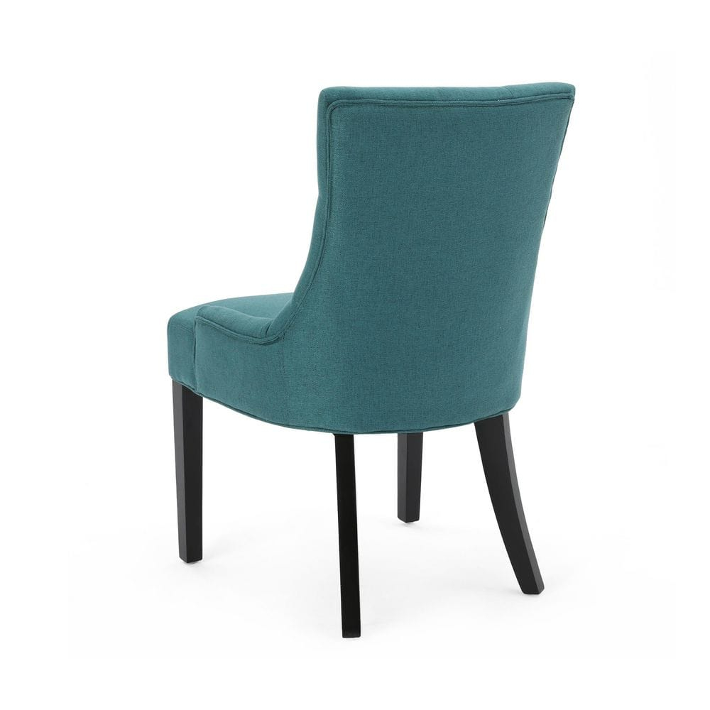 Noble House Tyler Indoor Fabric Dining Chairs, Set of 4, Dark Teal, Espresso