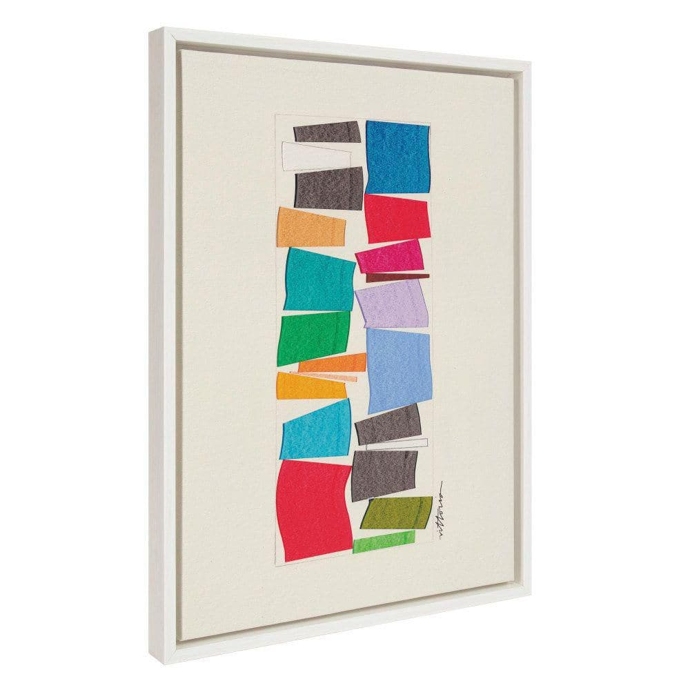 Colorful Geometric Abstract Canvas Wall Art with White Frame