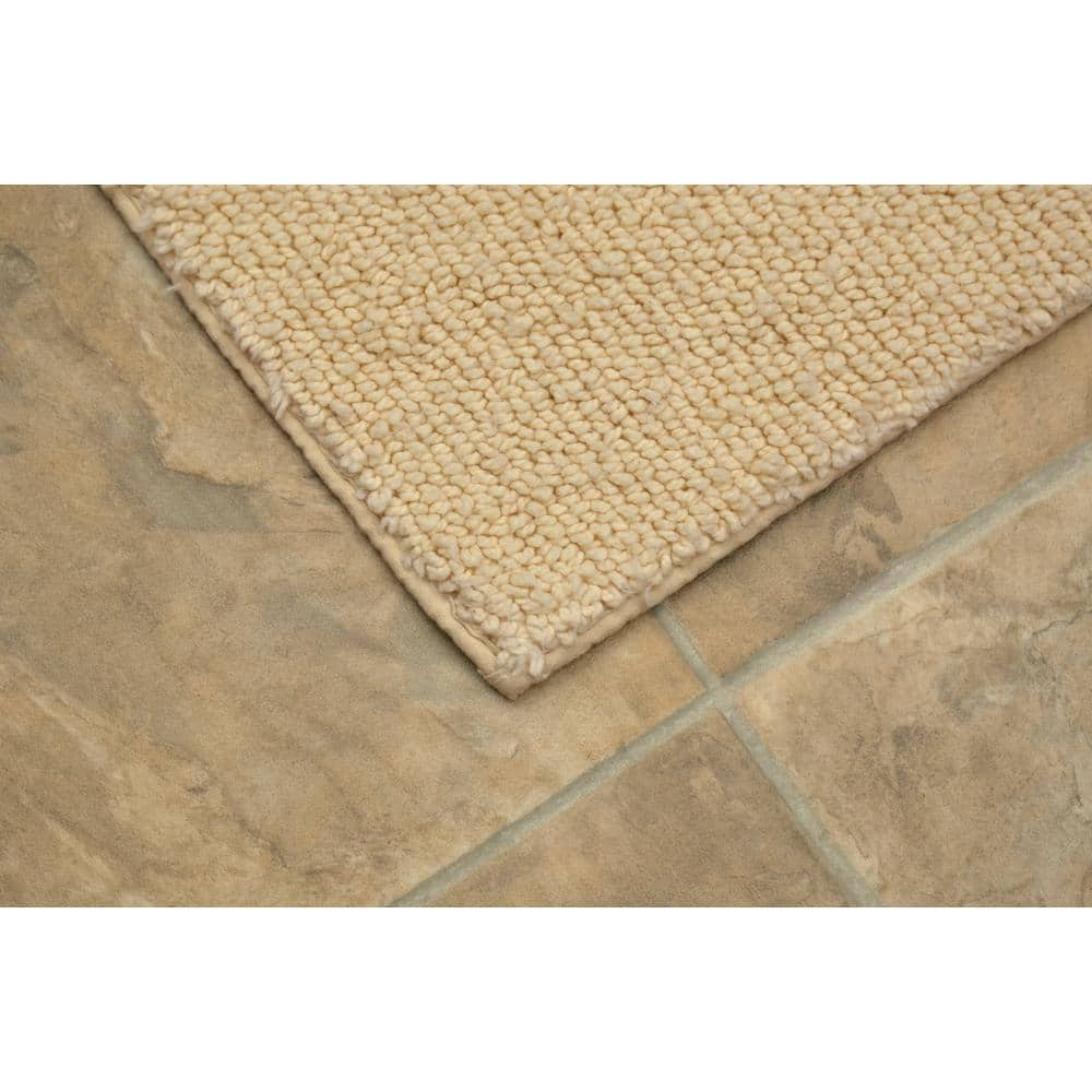 Garland Rug Queen Cotton Washable Bath Rug Set, 3 Piece Set (21"x34" Bath Rug, Contour Rug, & Toilet Lid) Natural