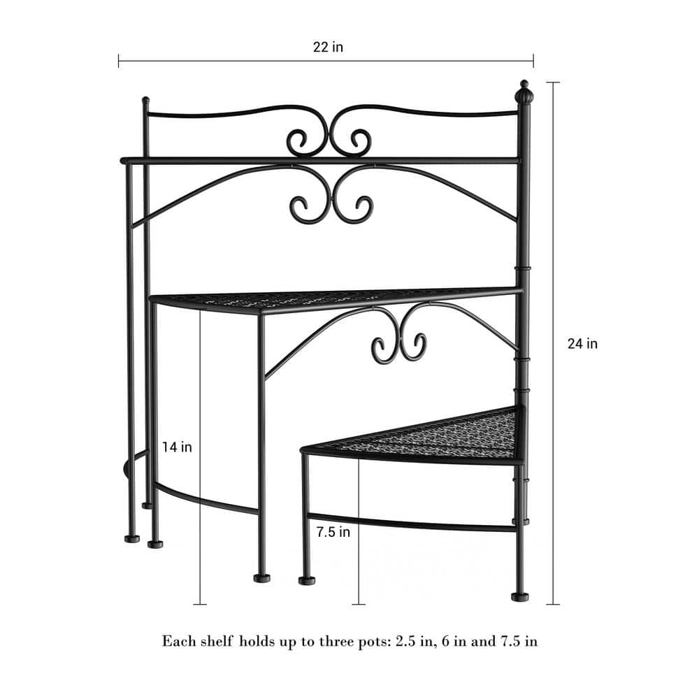 Pure Garden 3-Tier Metal Plant Stand  Indoor or Outdoor Folding Spiral Stair Display (Black)