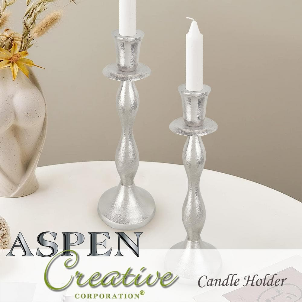 Aspen Creative Corporation 14.25'' H Aluminum Tabletop Candlestick (Set of 2)