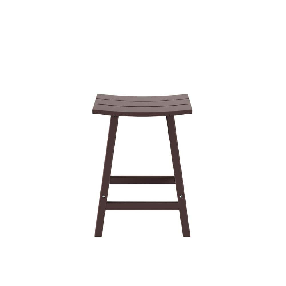 Polytrends  Laguna Hdpe All Weather Outdoor Patio 24" Saddle Seat Counter Stool Dark Brown
