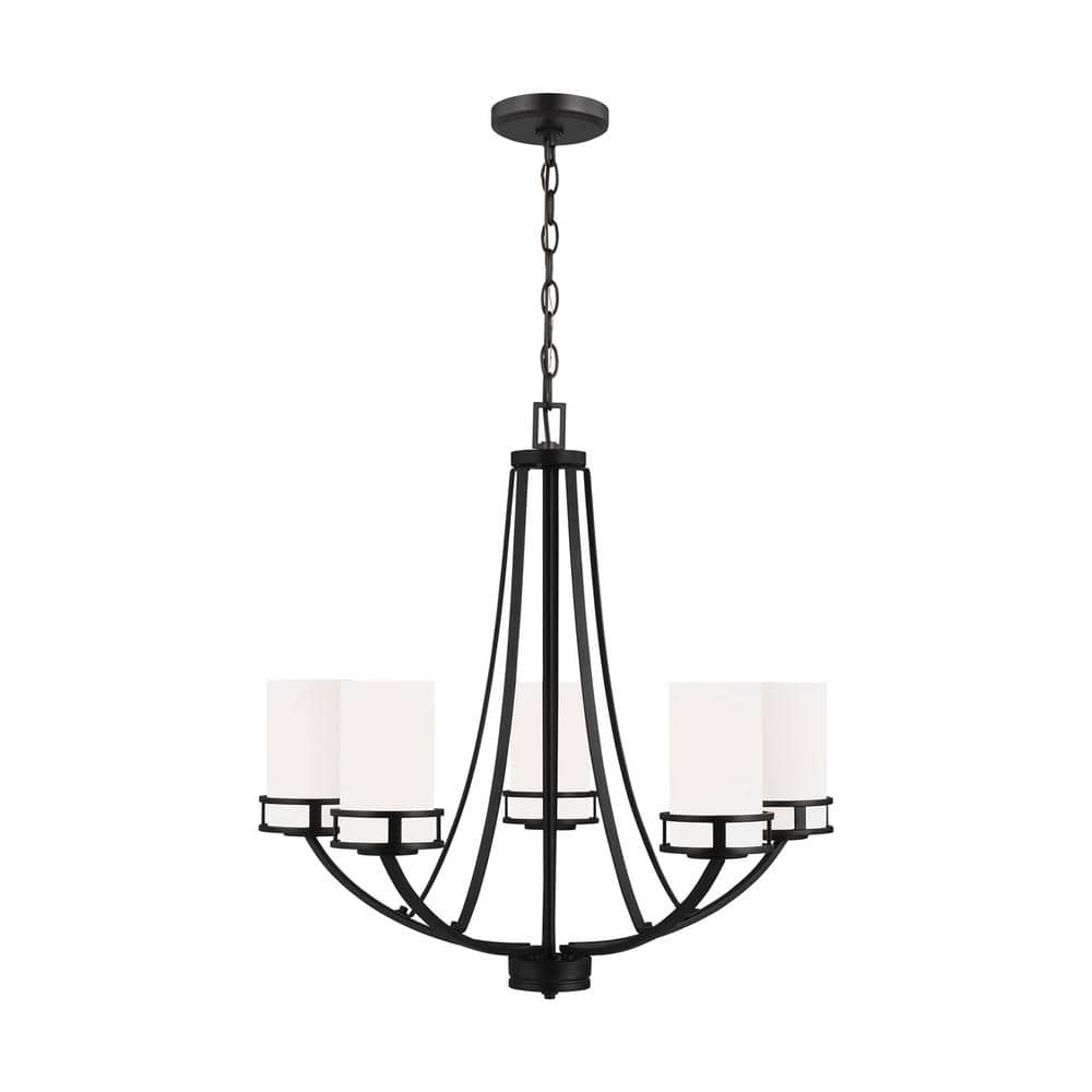 Generation Lighting 5-Light Robie Chandelier Midnight Black 3121605-112, Modern Ceiling Light Fixture for Room Decor| Chandelier for Dining Room or Living Room Uses A19 Standard or LED Light Bulbs