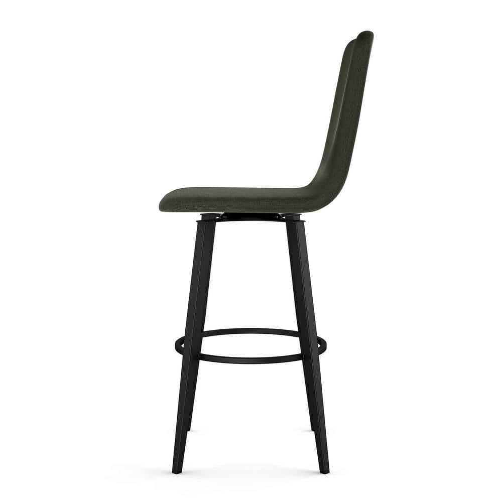 Watson 26" Charcoal Grey Polyester Swivel Counter Stool with Black Metal Frame