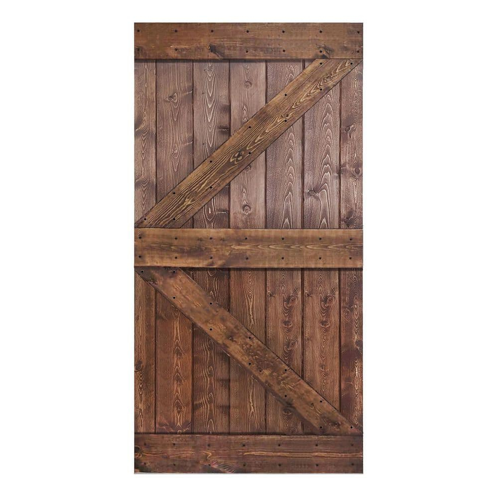 IsLife K Style Solid Wood Sliding Barn Door Without Hardware Kit (Door Slab Only) - Assembly Needed