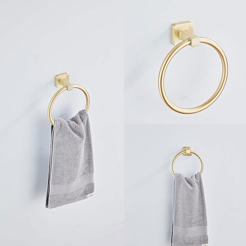 Brushed Gold Bathroom Hardware Set 4 Pieces,Bathroom Accessories Set Stainless Steel Wall Mounted, Hand Towel Bar, Towel Ring, Robe Towel Hooks,Toilet Paper Holder,Towel Bar Set, 23.6 Inch…