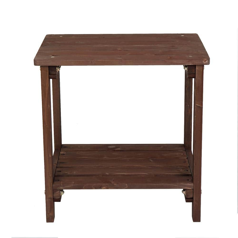 Ktaxon 19" Wood Side Table Square Small Sofa End Table Light Brown, Patio Garden End Table for Indoor and Outdoor
