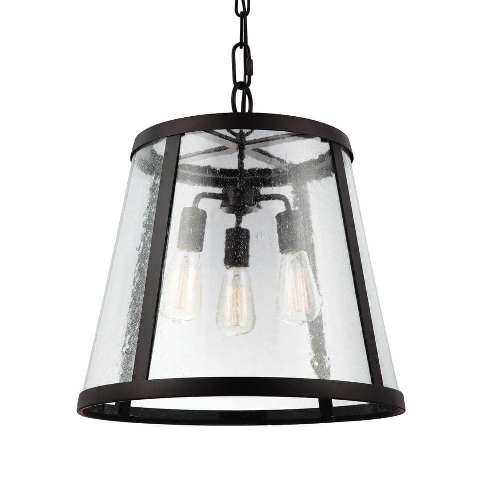 Elegant Harrow 3-Light Oil Rubbed Bronze Pendant with Clear Seeded Glass