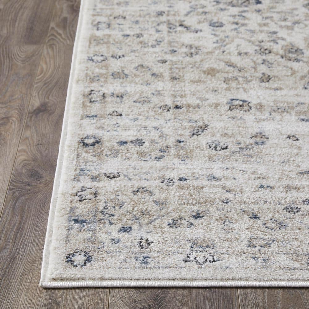 Kehleigh Oviel Cream 9 ft. 10 in. x 12 ft. 10 in. Oriental Polypropylene Indoor Area Rug