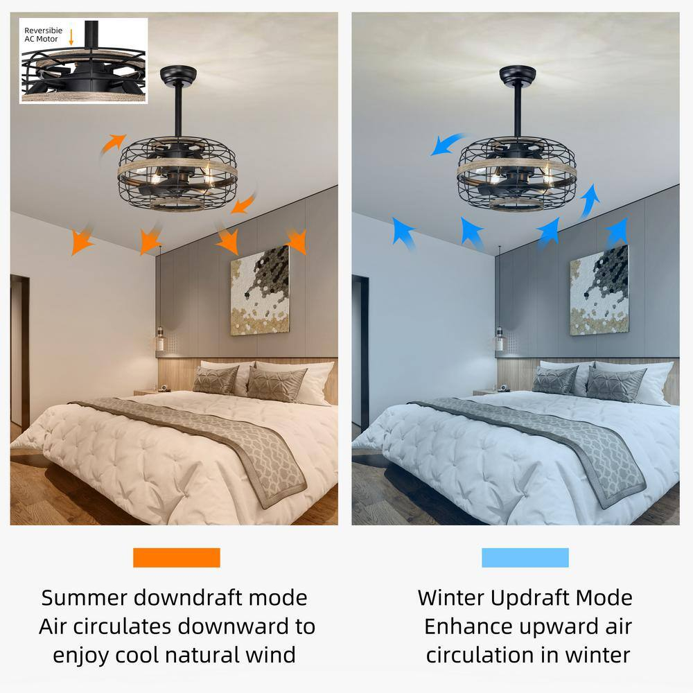 18-Inch Matte Black Contemporary LED Ceiling Fan with Downrod Mount and Remote Control