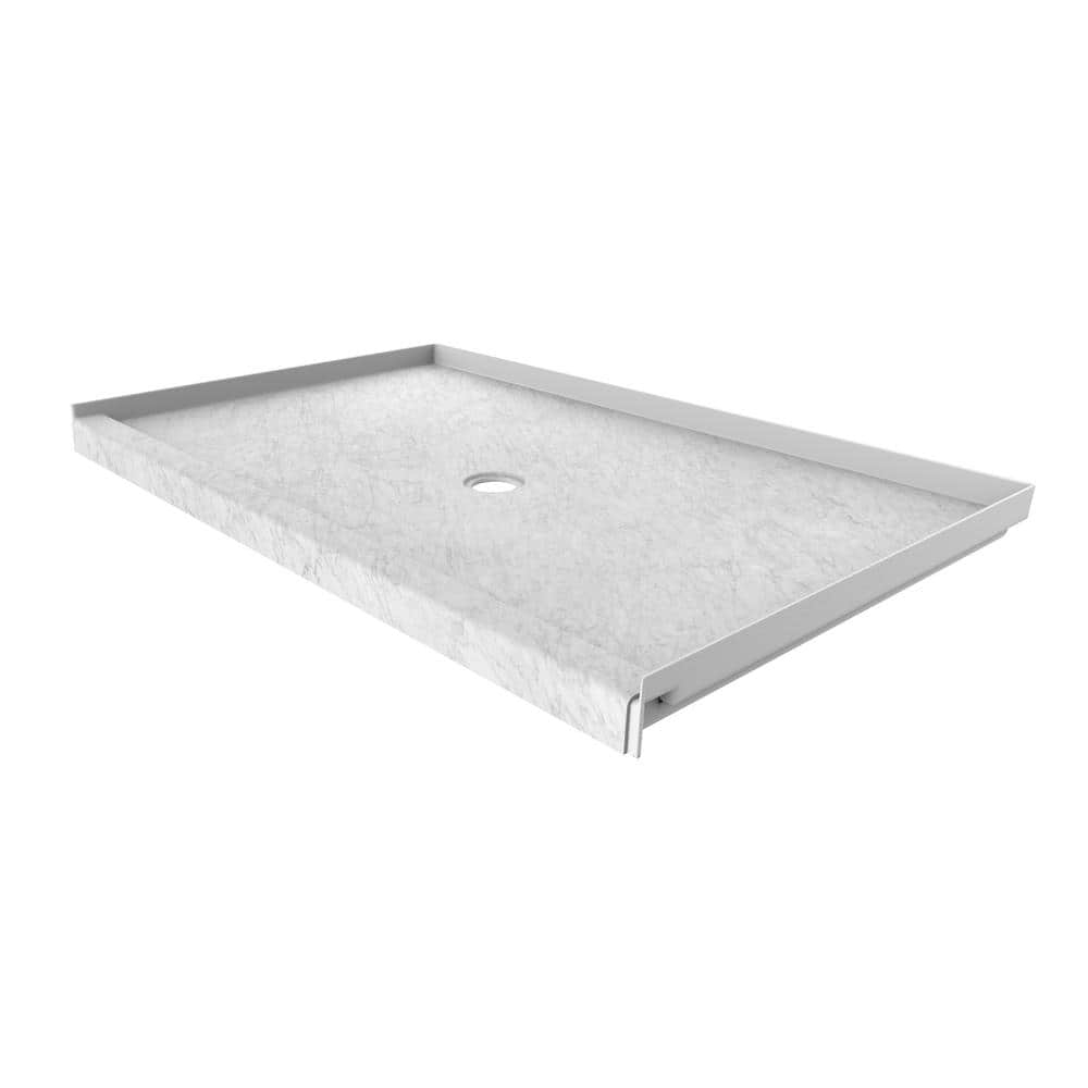 FlexStone 60"L x 36"W Single Threshold Alcove Shower Base with Center Drain