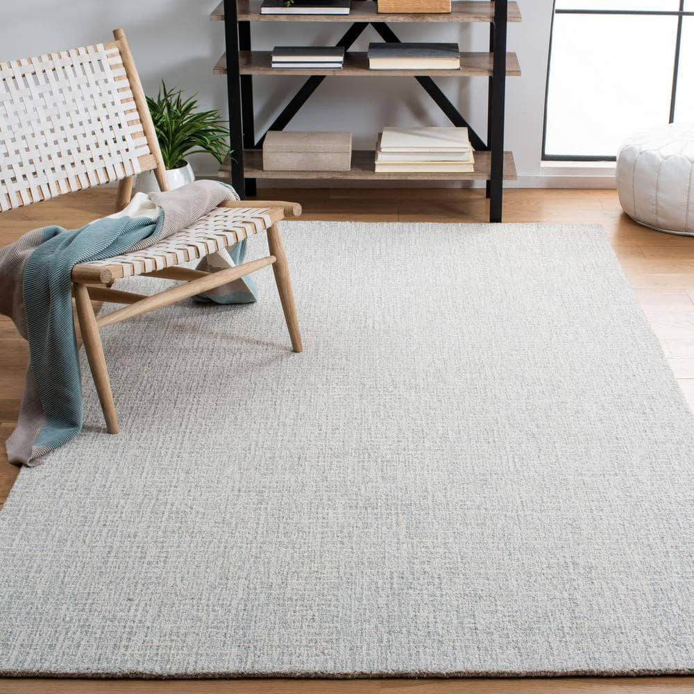 SAFAVIEH Abstract Delia Geometric Wool Area Rug, Light Grey/Ivory, 11' x 15'