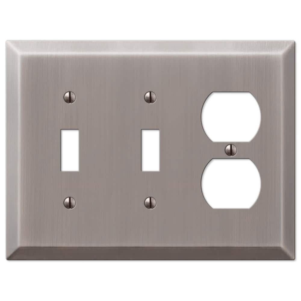 Amerelle 163TTDAN Century Wallplate, 2 Toggle / 1 Duplex, Steel, Antique Nickel, 1-Pack