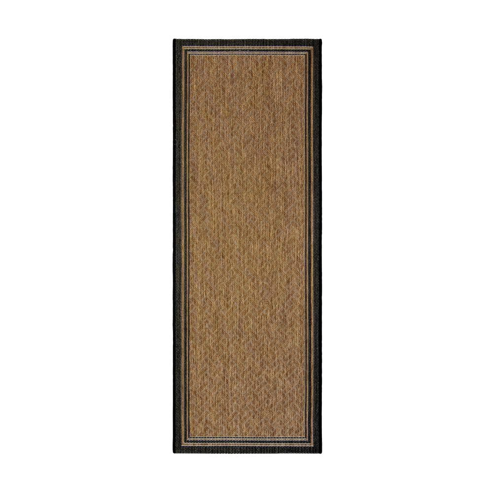 Gertmenian Paseo Soroa Chestnut Brown/Black Classic Border Indoor/Outdoor Flatweave Area Rug