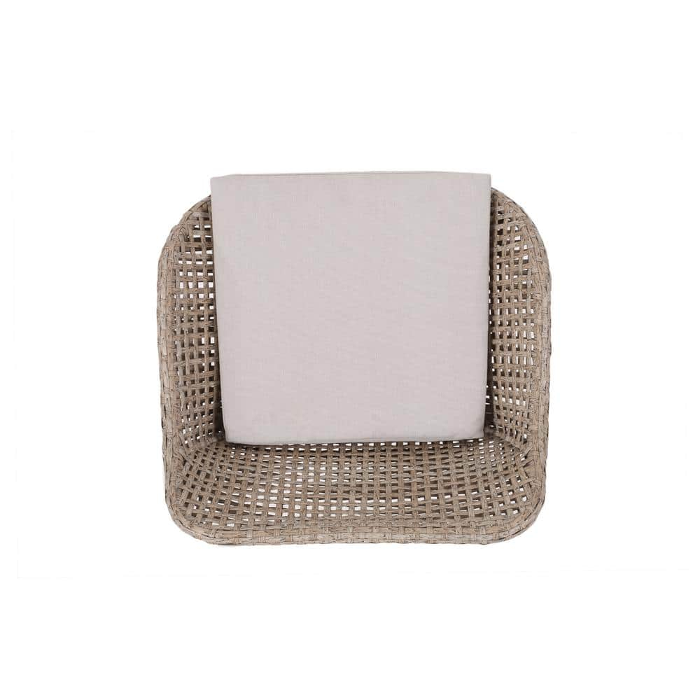 Verano Wicker and Metal Outdoor Barstools with Cushion, Set of 2, Mixed Brown and Beige