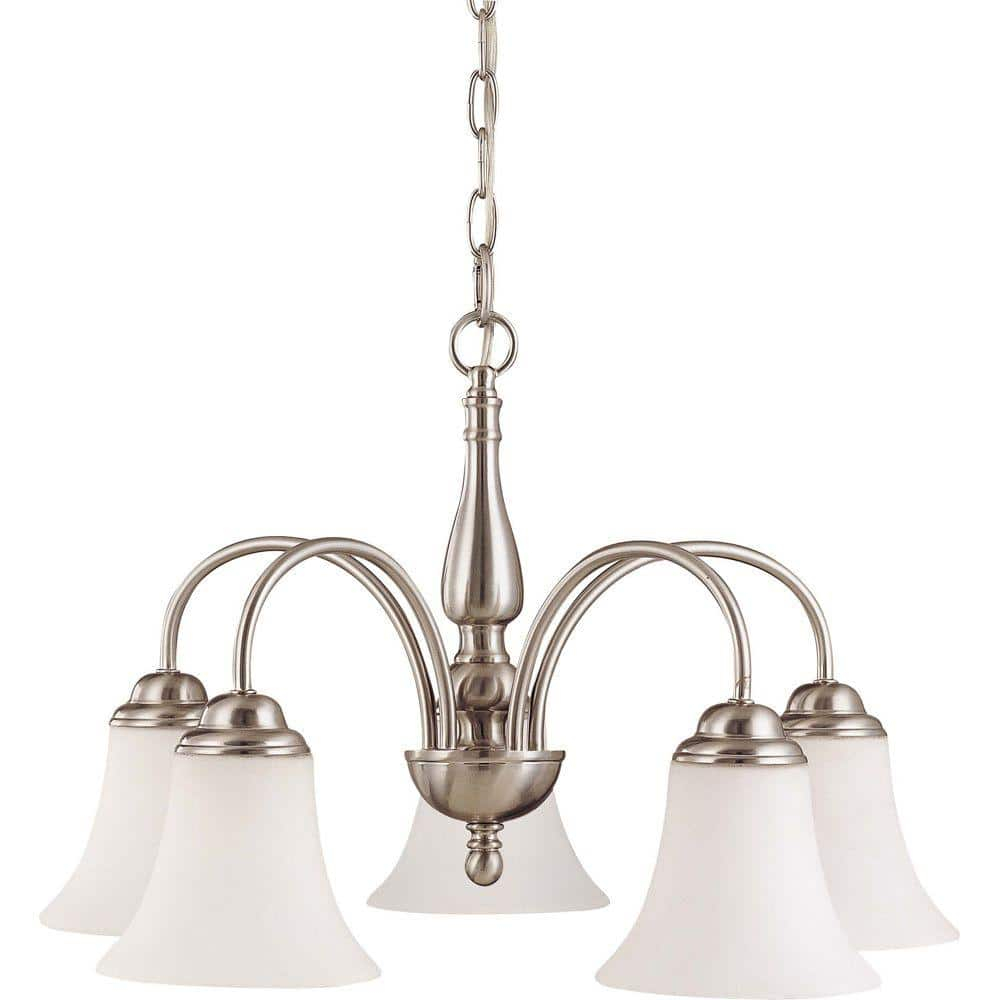 Nuvo 60-1822 - Dupont - 5 light 21" Chandelier  w/ Satin White Glass