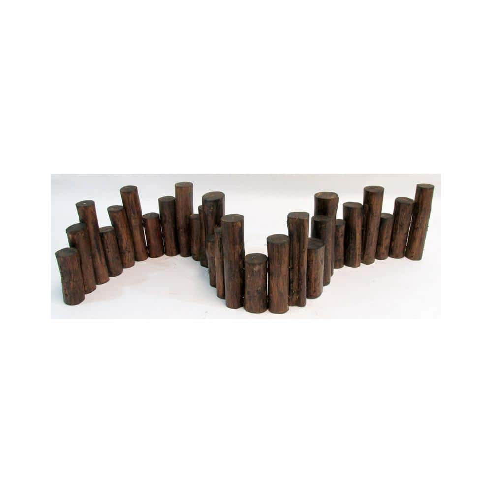 MGP Teak Wood Uneven Top Solid Log Edging, Brown