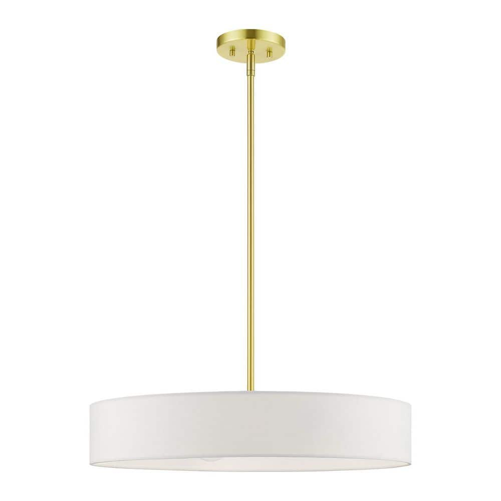 Livex Lighting Venlo 4 - Light Pendant in  Satin Brass/Shiny White