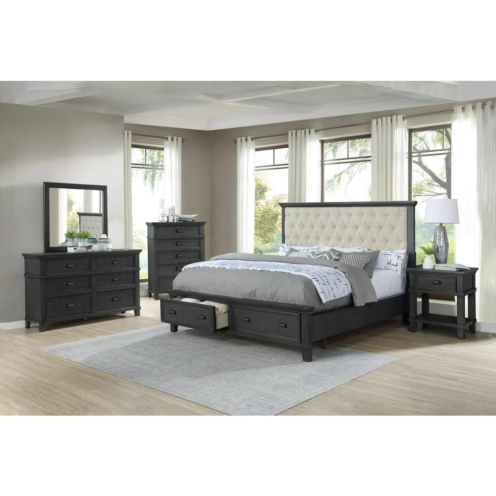 Sandy Platform Eastern King Bed in Cappuccino Wood