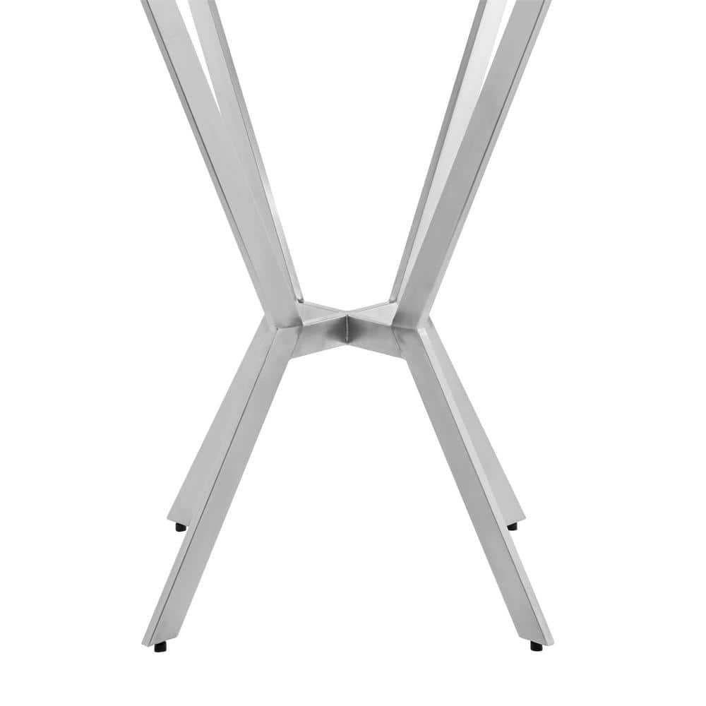 Armen Living Naomi Round Glass and Brushed Stainless Steel Bar Table