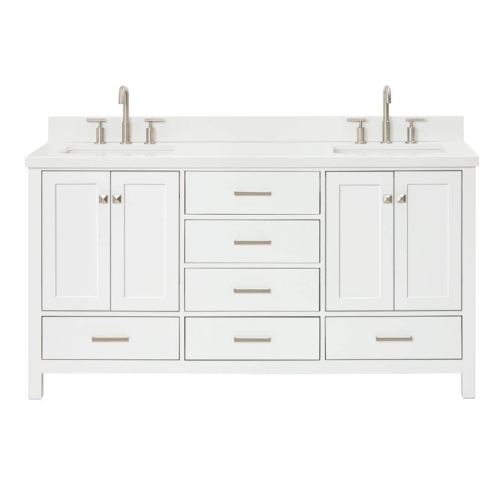 Ariel A067dwqrvo Cambridge 67" Free Standing Double Rectangular Basin Vanity Set - White