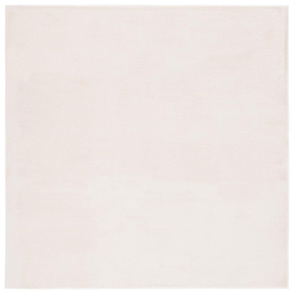 SAFAVIEH Faux Rabbit Fur Daven Solid Area Rug, Beige, 6' x 6' Square