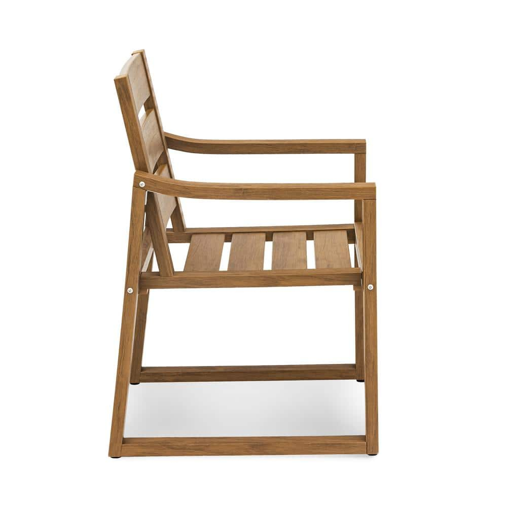 Brown Square-Leg Plastic HDPS Outdoor Dining Chairs All-Weather Indoor Outdoor Patio Dining Chairs with Armrest(4-pack)