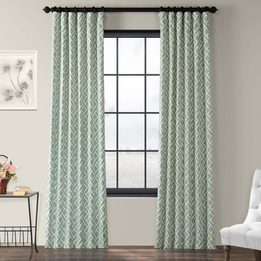 Martinique Aqua Printed Cotton Curtain (1 Panel), Martinique Aqua, 50W X 108L