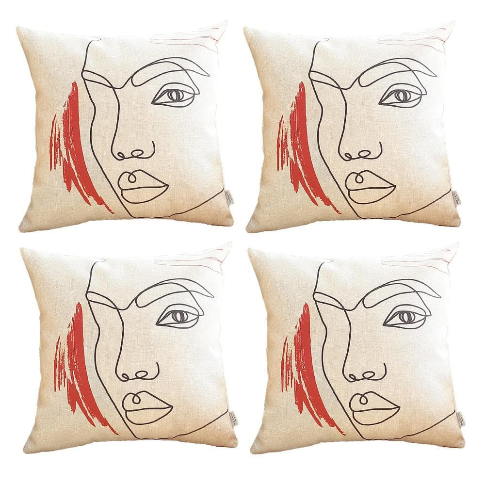 Boho-Chic Set of 4 Handcrafted Decorative Throw Pillow Cover Abstract Jacquard 18" x 18" Multi-Color Square Pillowcase for Couch, Bedding